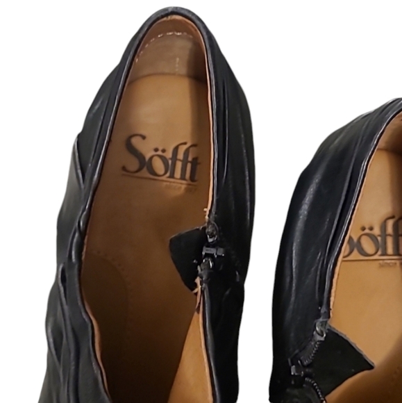 Black Leather Heeled Ankle Boots - Picture 3 of 8